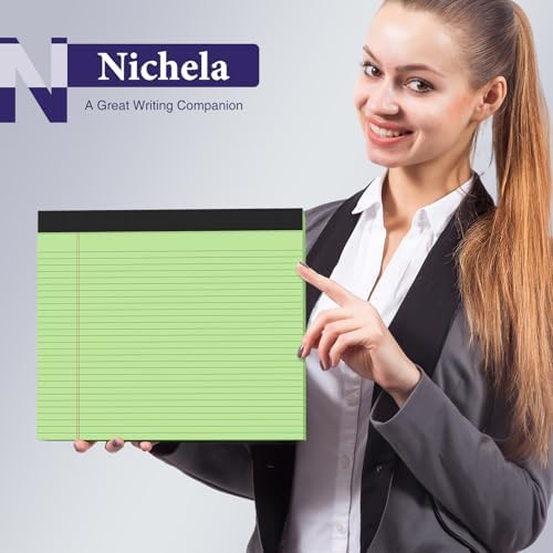 12 Pack Note Pads 11" x 9.5" Colored Legal Pads College Ruled Pink Notepad Perforated Writing Pads 80GSM Lined Paper Pads of College Ruled Paper 30 Sheets Notebook To Do List for School, Office, Home