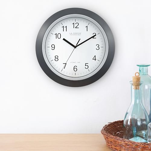 La Crosse Technology WT-3129B 12 Inch Atomic Analog Wall Clock, Pack of 1, Black