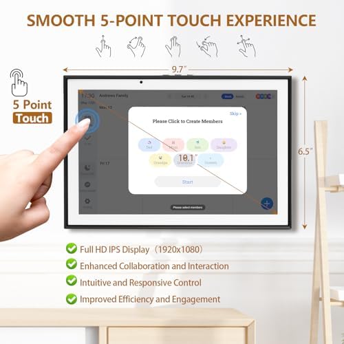 10.1 inch Smart Digital Calendar & Chore Chart, 1920 * 1080P Full HD Touchscreen Interactive Display, Desk Planner with Meal Scheduler, Achievement Rewards for Family Schedules and Cloud Photo