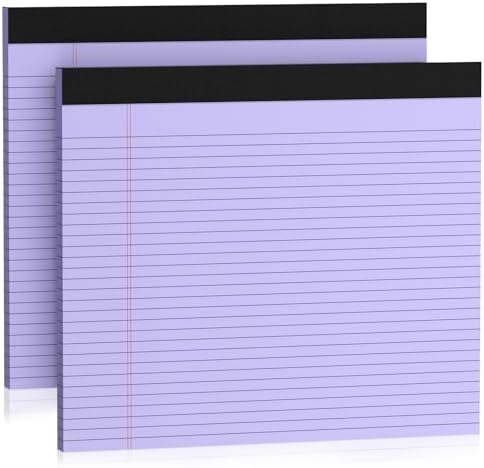 2 Pads Note Pads 11" x 9.5" Legal Pads College Ruled Notepad Micro Perforated Writing Pads Purple Lined Paper 80GSM College Ruled Paper Pad of Paper 30 Sheets Notebook for School, To-Do Lists, Office
