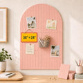 Arched Felt Bulletin Board for Home Office, Bedroom & Classroom Wall Decor, Large 36 x 24 Felt Pin Board with 6 Customizable Tiles and Adhesive Tabs for Photos & Memos