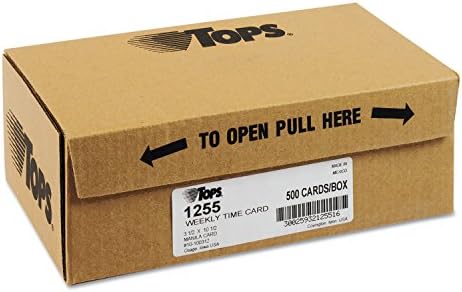 TOPS Time Cards, Weekly, 1-Sided, Numbered Days, 3-1/2" x 10-1/2", Manila, Green Print, 500-Count (1255)