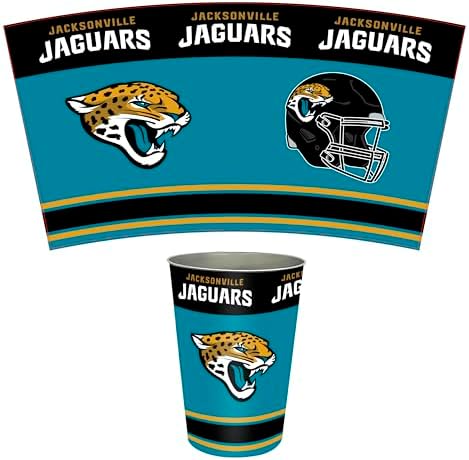 FANMATS 34675 NFL - Jacksonville Jaguars Wastebasket | Teal | 15"x10.5"x10.5" | Primary Logo, Helmet, & Wordmark
