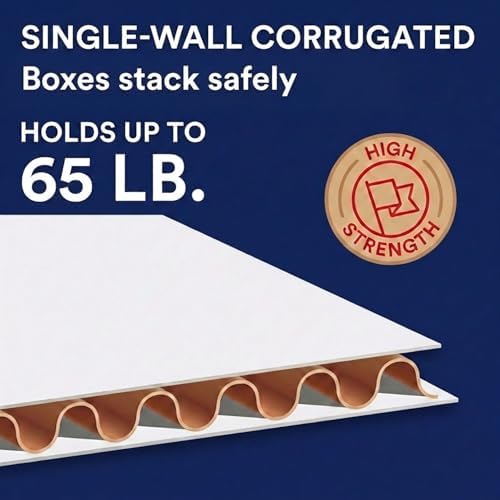 BOX USA Boxes with Lids and Handles (12-Pack) - File Storage Boxes for Office Supplies, Book Storage, Moving, and Packaging