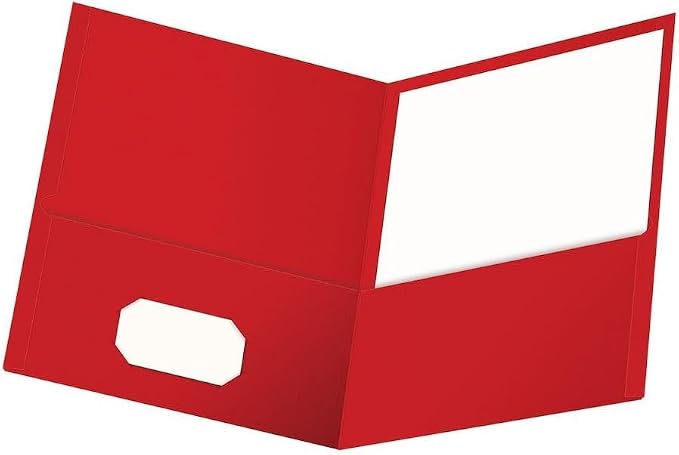 Oxford Two Pocket Folders,Textured Paper,Red,for School,Home,and Office,Letter Size,25 Per Box (57511EE),(Pack of 5)