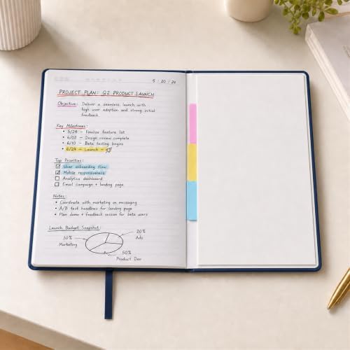 SUIN A5 Hardcover Lined Journal Notebook, 200 Pages, Navy Blue, 1 Pack