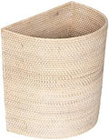 KOUBOO Handwoven Half-Moon Rattan Waste Basket Wicker Trash Can, Off White