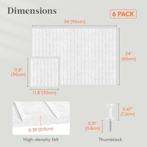 Lifewit Large Felt Bulletin Board with Self-Adhesive 36" x 24"- 6 Pack