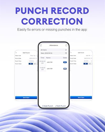 NGTeco APP Time Clock for Small Business, Fingerprint & PIN, Auto Report