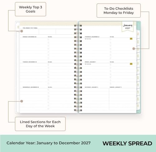 Blue Sky 2027 Weekly & Monthly Planner Calendar, 5"x8", Secret Garden Mint