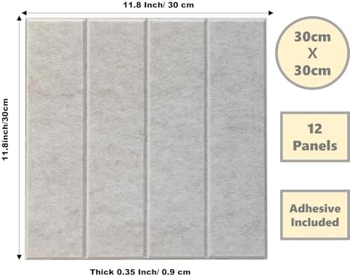 12-Pack Ivory Felt Wall Tiles(11.8“x11.8”Each), 47"x35" Aesthetic Bulletin Pin Board, Large Cork Board Alternative for Office, Classroom & Wall Decor