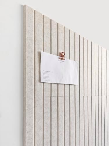 Slated Felt Bulletin Board Tiles | Cork Board Alternative for Walls | Wall Panels for Office & Home Decor | Aesthetic Pinboard & Photo Board | 12-Pack (11.8" x 11.8") with Adhesive | Ivory