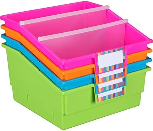 Really Good Stuff Neon Picture Book Classroom Library Bins, 4 Pack
