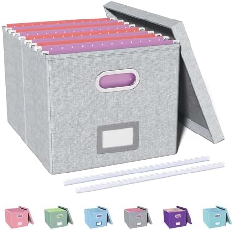 Oterri File Organizer, File Box, File Cabinet for Letter File Folder Storage, Hanging File Organizer for Office/Decor/Home,Document Organizer, 1 Pack,Gray-White-Box Only