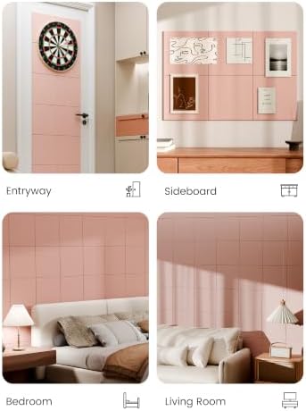 Bumusty 36"x 24" Large Felt Bulletin Board Tiles, Pink