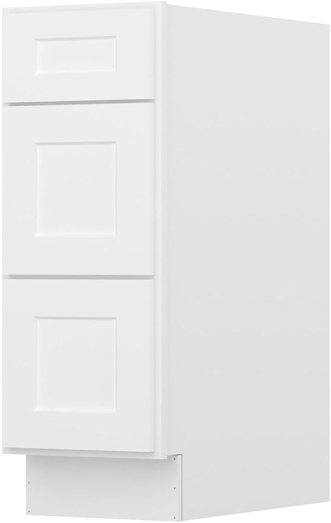 Furinno Shaker Drawer Base Kitchen Cabinet with 3-Drawers, Ready to Assemble, 24 D x 12 W x 34.5 H, White