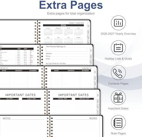 Planner 2026-2027, Weekly and Monthly Academic Planner, July 2026 - June 2027, Hardcover Calendar Agenda Book for School Year Planning, School Supplies for Teacher and Student, A5(6.3'' x 8.5'')