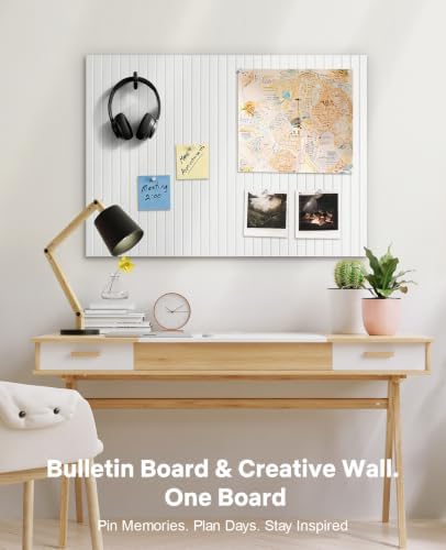 48" x 36" Large Cork Bulletin Board Tiles, Peel and Stick Felt Wall Panels for Vision, Message Center, Picture and Prayer Board for Office, Dorm, Room and Desk Decor(Cold White)