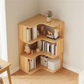 Vertical Wall Corner Shelf with Open Back 4-Shelf Wood Corner Bookshelf Floor Book Rack Multi-Layer Storage Shelf Against the Wall Bookcase Light Walnut 23.6" L x 23.6" W x 37.8" H