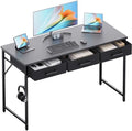 Pamray 47 Inch Small Computer Desk with 3 Drawers for Bedroom Study Writing Home Office Table for Small Spaces Grey