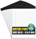 1InTheOffice Writing Pads 8.5 x 11 Inch, Wide Ruled Note Pads, Letter Size Writing Tablets, White Perforated Notepads, 50 Sheets Per Pad, 12 Pack