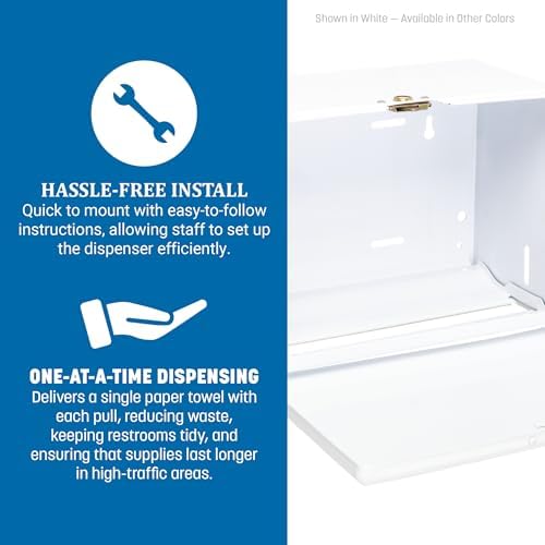 SANT1800WH - Standard Key-Lock Singlefold Towel Dispenser, Steel, 10 3/4 X 6 X 7 1/2, White
