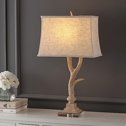JONATHAN Y Antler 29.5" Rustic Resin Crystal Metal Table Lamp, Beige/Clear