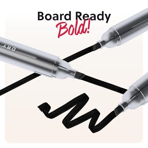 U Brands Dry Erase Markers Chisel Tip Set, 12 Pack, Black, Whiteboard Pens with Chisel Point and Built In Eraser Caps, Low Odor Ink, Dry Erase Markers For Classroom, Office, Or Home
