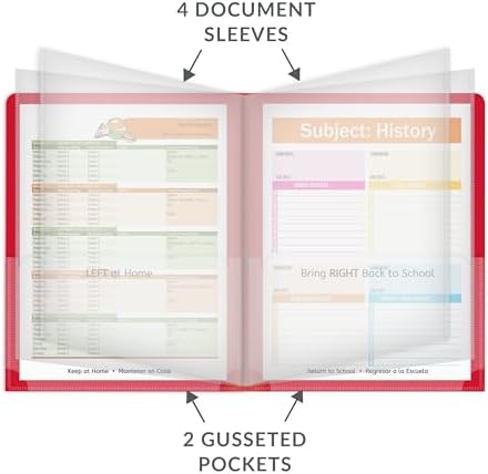 C-Line Classroom Connector™ Multi-Pocket School-to-Home Portfolio, Red, 15/BX (32304), 9.5 x 11.75 x 0.25