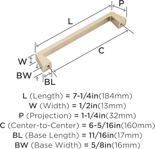 Amerock | Cabinet Pull | Champagne Bronze | 6-5/16 inch (160 mm) Center to Center | Blackrock | 1 Pack | Drawer Pull | Drawer Handle | Cabinet Hardware | 6-5/16 inch (160mm) Center-to-Center Mounting Distance and 7-1/4 inches Overall Length, Durable Zi...