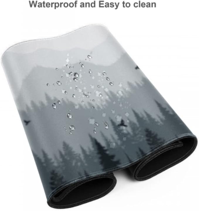 XXL Gaming Mouse Pad 35x17 Inch, Misty Forest Landscape Desk Mat Extended | Large Extended Mouse Pad with Non-Slip Rubber Base, Waterproof Keyboard Mat for Gaming, Office, Laptop & Desktop Setup