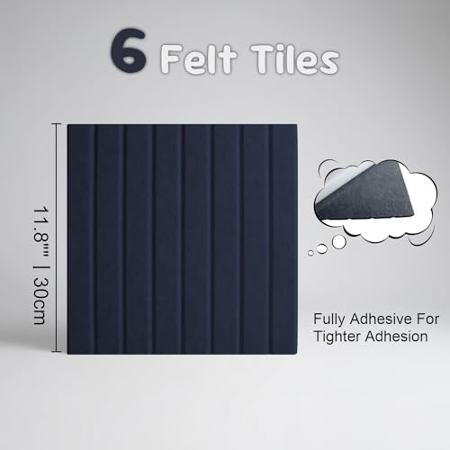 Large Felt Bulletin Board with Self-Adhesive | 6 Pack 36"x24" Cork Board Alternative | Notice Boards with 35 Pushpins, Secure and Easy to Install, Home Office Decor Classroom Decor - Navy Blue