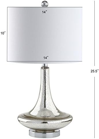 JONATHAN Y Cecile 25.5" Metal Glass Lamp, Mercury Silver/Chrome, Set of 2