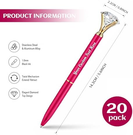 Personalized Crystal Pens, 20 Count for Wedding Party and Favor Bags
