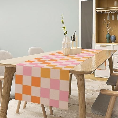 Retro 70s Floral Table Runner Spring Groovy Flower Dinner Runner for Home Kitchen Dining Table Decoration 13x70 Inch