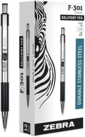 Zebra Pen F-301 Retractable Ballpoint Pen, Black Ink, 0.7mm, 6 Pks 72 ttl