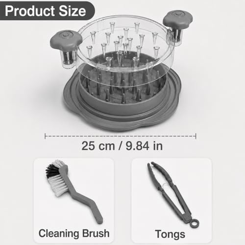 Premium Large Chicken Shredder Tool with Suction Base 2026 – Twist Meat Shredder with Ergonomic Handle & Anti-Slip Grip – Transparent Lid for Easy Shredding Chicken & Beef (Light Grey)