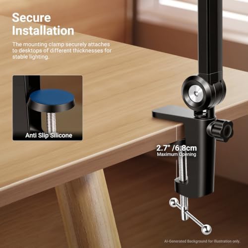 NEEWER Basics 2 Pack 10.5" Streaming Key Lighting, 3000-6500K 15W Full Screen LED Panel Ring Light with Adjustable Arm Stand Desk Clamp Timer for Laptop Computer Video Conference Zoom Makeup, R10