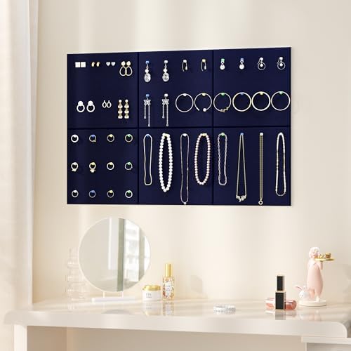 Neatsure Large Cork Board for Wall, 36" x 24" Bulletin Board with Pushpins, 6 Panels Felt Tiles Tack Push Pin Board for Office, Dark Blue