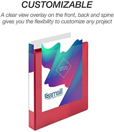 Samsill Durable 1 inch 3 Ring Binder, D Ring Binder, 100% Recycled Chipboard, Red, 4 Pack
