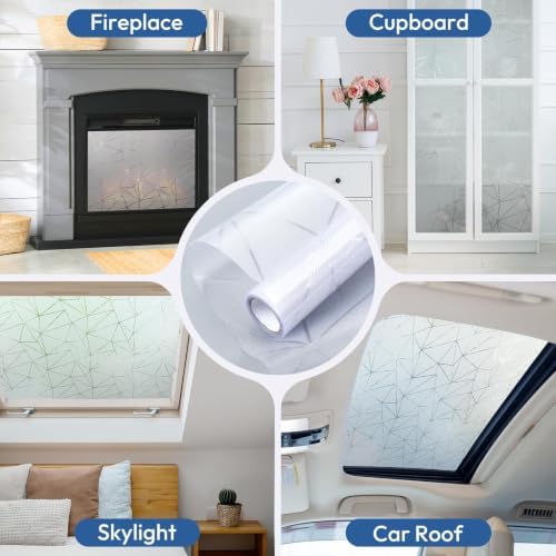 rabbitgoo Static Cling Window Privacy Film, Clear Triangle, 35.4" x 157.4"