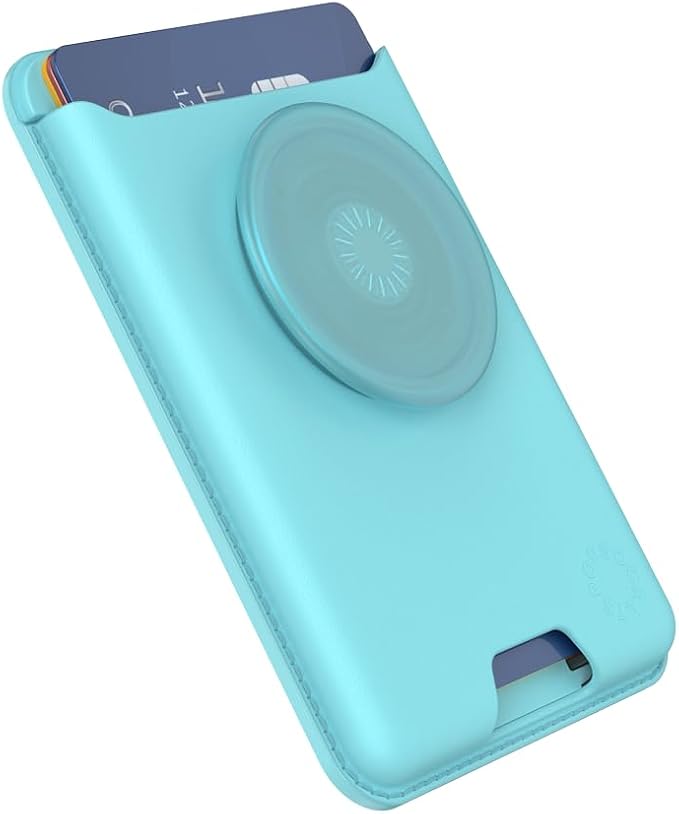 PopSockets Phone Wallet for MagSafe with Grip- Butterfly Pea Blue | PopWallet, Holds 3 Cards, Magnetic, Removable, Secure, Light Blue, Baby, Winter, Snowflake