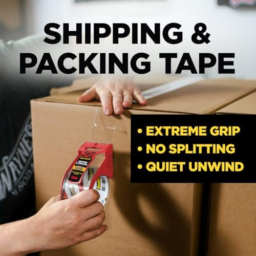 Scotch Box Lock Packing Tape, Clear, Extreme Grip Box Packaging Tape for Shipping and Mailing, 1.88 in x 54.6 yd, 6 Rolls