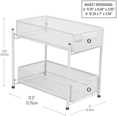 Mind Reader Accessory Organizer, Supply Storage, Desktop, Crafts, Office, Metal Mesh, 8"L x 12.5"W x 11.25"H, White