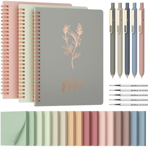 Nicpro 30PCS Cute Spiral Notebook Stationary Set For Women
