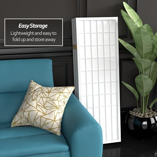 4 ft. Short Window Pane Shoji Screen - White - 8 Panels
