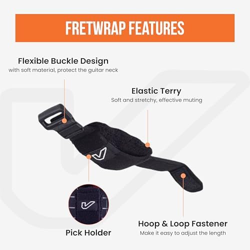 Gruv Gear Fret Wrap & Guitar Mute, Fretwrap for Acoustic, Electric & Bass | String Dampener Recording, Tapping & Practice Accessory (3 Pack, Large Black, Fits 6 String Bass, 8 String Guitar)