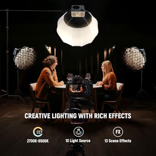 NEEWER 80W LED Video Light with 72Wh Battery/100W PD Fast Charging APP/2.4G Control Portable Bi Color Mini COB Studio Continuous Output Lighting 26500lx/1m 2700-6500K Dimmable CRI95+ 13 Scenes, HB80B