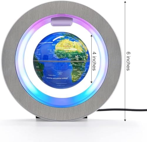 Flagest Magnetic Levitation Floating Globe - Levitating O Shape Globe with LED Lights for Education Home Office Desk Decor - Birthday Holiday Party Gift (4Inches）
