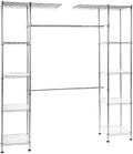 Amazon Basics Expandable Adjustable Metal Closet Organizer with Hanging Rod, Clothes Rack, Shelves, 57-80 x 14 x 72 inches (LxWxH), Chrome